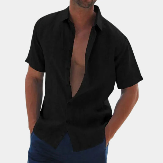 Herren Kurzarmhemd – Relaxed Fit – Atmungsaktives Gewebe – Knopfleiste Casual