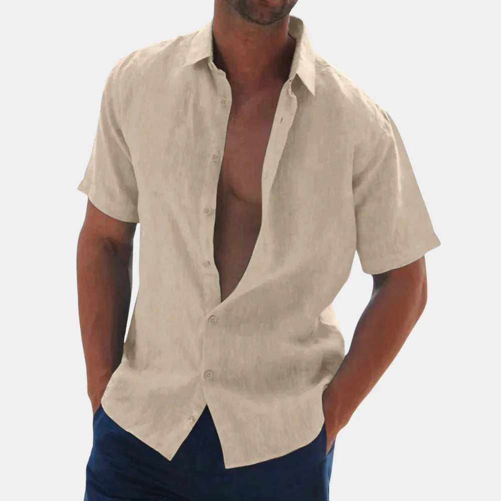 Herren Kurzarmhemd – Relaxed Fit – Atmungsaktives Gewebe – Knopfleiste Casual