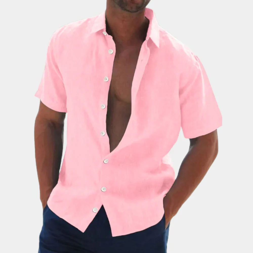 Herren Kurzarmhemd – Relaxed Fit – Atmungsaktives Gewebe – Knopfleiste Casual