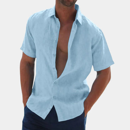 Herren Kurzarmhemd – Relaxed Fit – Atmungsaktives Gewebe – Knopfleiste Casual
