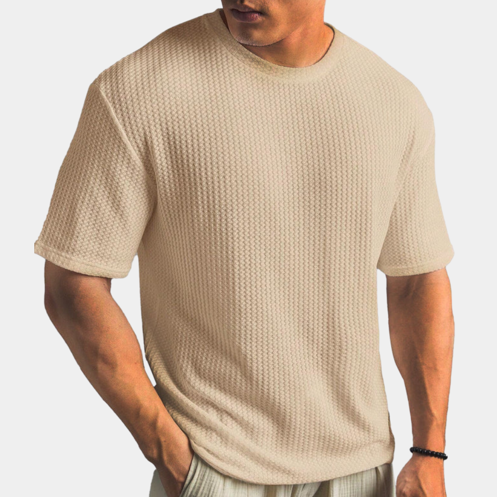 Herren Freizeitshirt – Weicher Waffelstrick – Relaxed Fit – Kurzarm – Rundhals