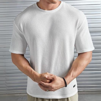 Herren Freizeitshirt – Weicher Waffelstrick – Relaxed Fit – Kurzarm – Rundhals