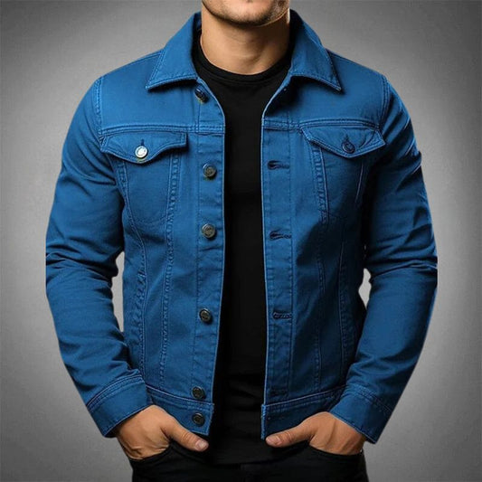 Herren Jeansjacke – Schlanke Passform – Knopfverschluss – Atmungsaktives Gewebe