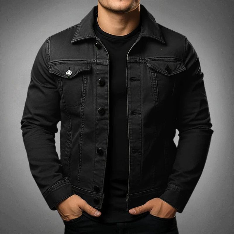 Herren Jeansjacke – Schlanke Passform – Knopfverschluss – Atmungsaktives Gewebe