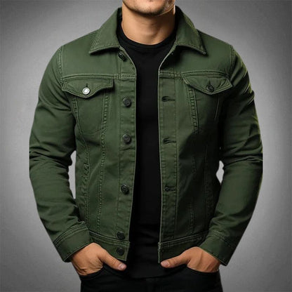 Herren Jeansjacke – Schlanke Passform – Knopfverschluss – Atmungsaktives Gewebe