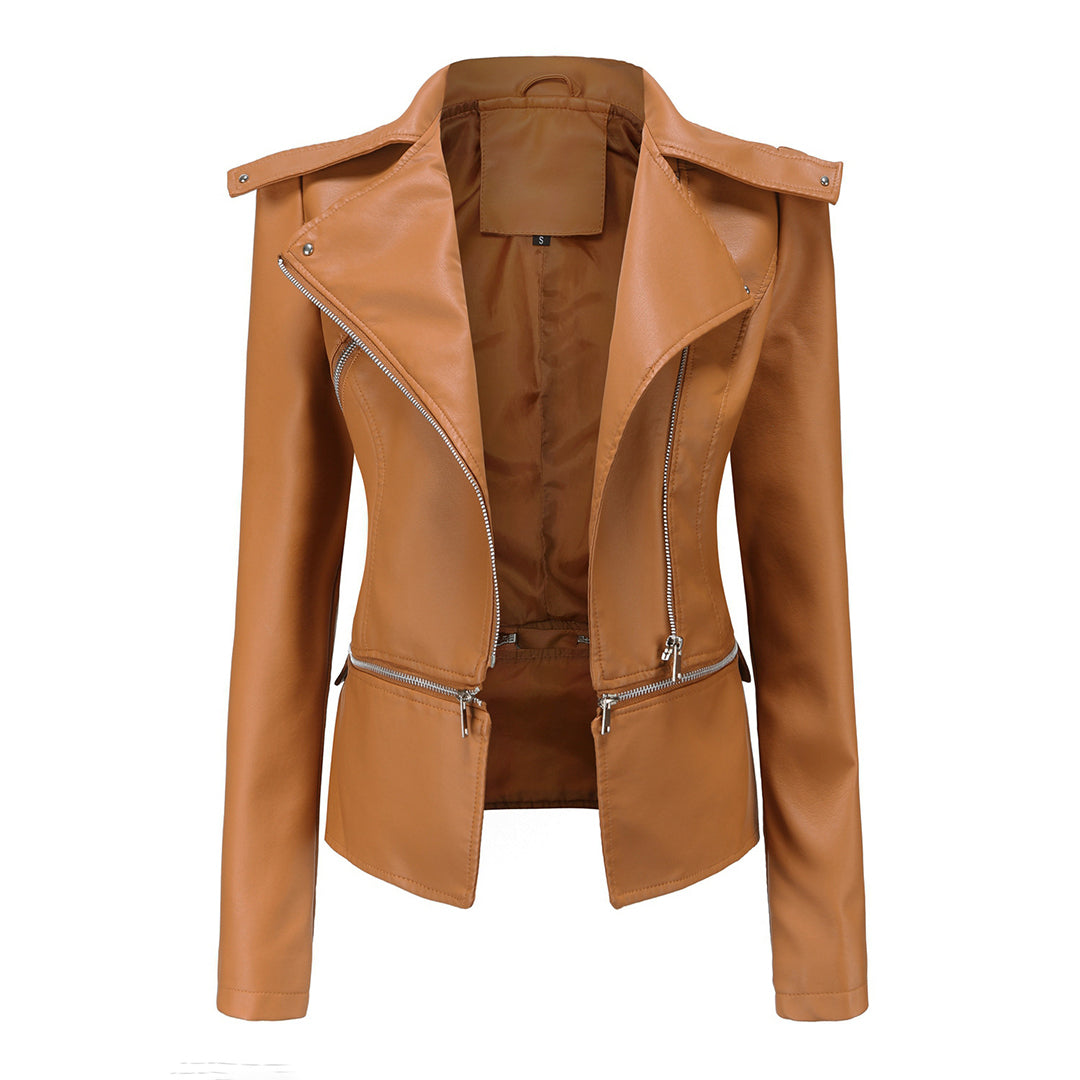 Damen Bikerjacke – Taillierter Schnitt – Asymmetrischer Reißverschluss – Elegant Modern