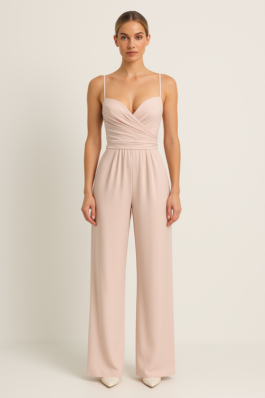 Damen Jumpsuit – Eleganter Schnitt – Sweetheart-Ausschnitt – Weites Bein – Luxusstoff
