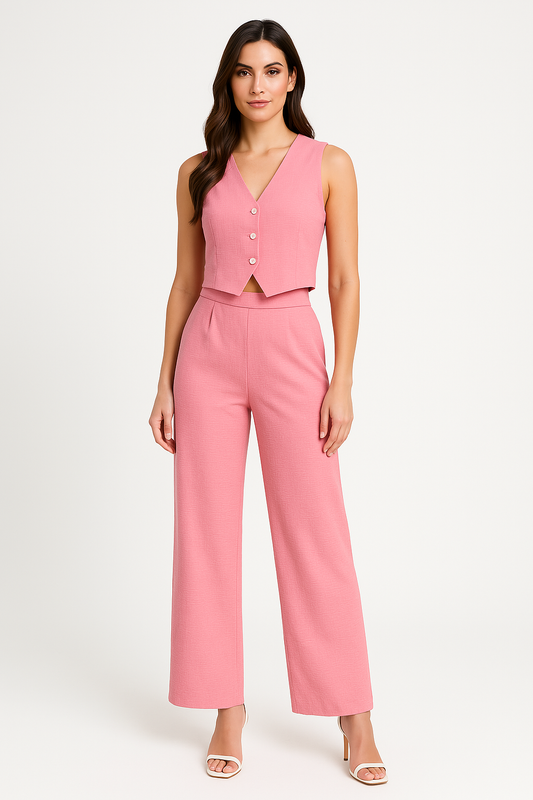 Damen Weste – Slim Fit – Kurz Geschnitten – V-Ausschnitt mit Knopfleiste