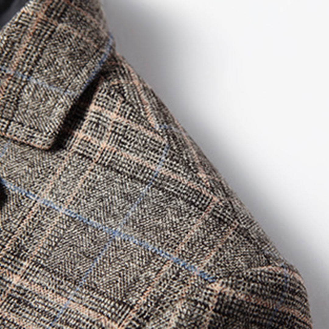 Herren Blazer – Tailored Fit – Atmungsaktives Gewebe – Zwei-Knopf – Karo Muster