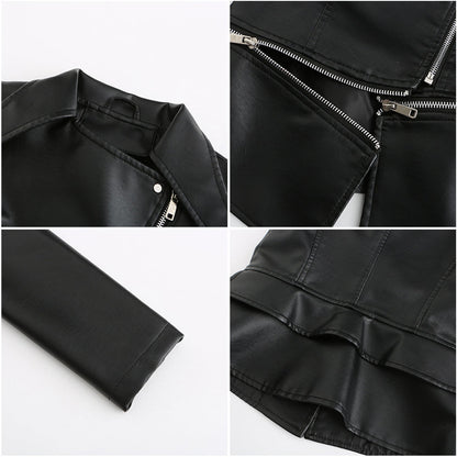 Damen Bikerjacke – Taillierter Schnitt – Asymmetrischer Reißverschluss – Elegant Modern
