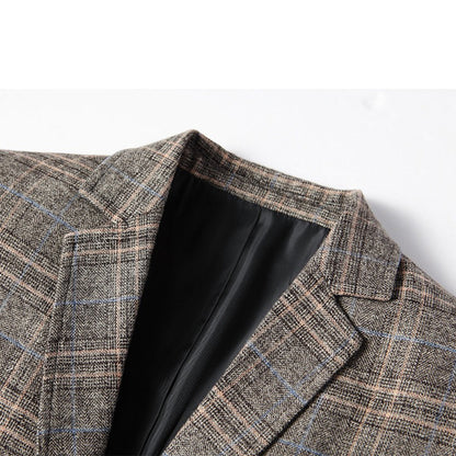 Herren Blazer – Tailored Fit – Atmungsaktives Gewebe – Zwei-Knopf – Karo Muster