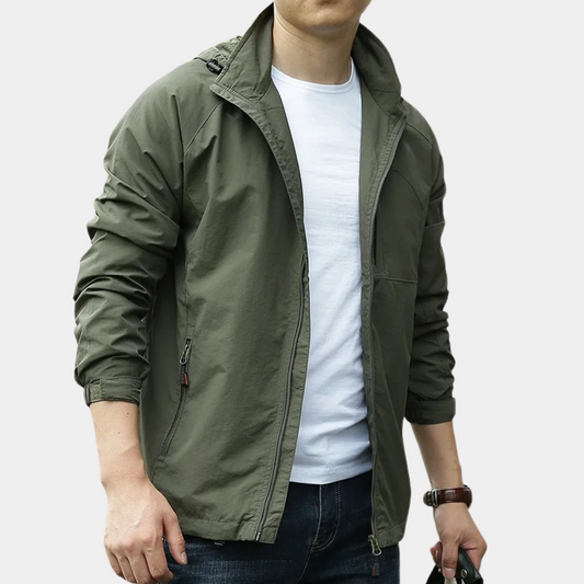 Herren Jacke – Slim Fit – Wasserabweisend – Atmungsaktives Gewebe – Stehkragen