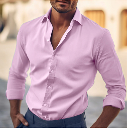 Herren Hemd – Slim Fit – Atmungsaktiver Stoff – Langarm – Button-Down-Kragen