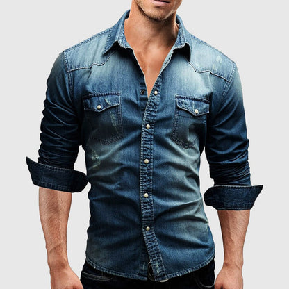 Herren Jeanshemd – Slim Fit – Knopfleiste – Brusttaschen – Atmungsaktives Gewebe
