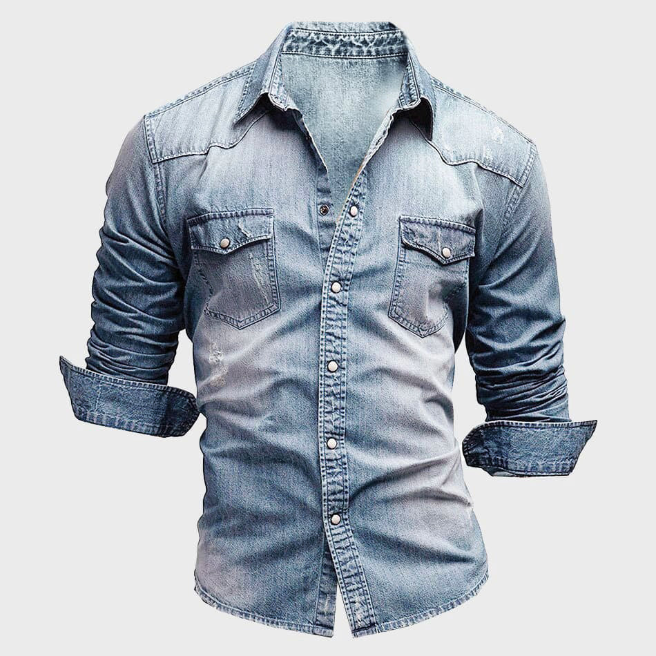 Herren Jeanshemd – Slim Fit – Knopfleiste – Brusttaschen – Atmungsaktives Gewebe