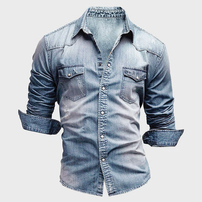 Herren Jeanshemd – Slim Fit – Knopfleiste – Brusttaschen – Atmungsaktives Gewebe