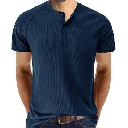 Herren Henley Shirt – Slim Fit – Soft Knit – Kurzarm – Atmungsaktiv Freizeit