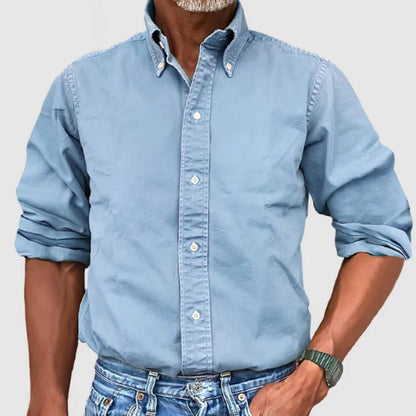 Herren Langarmhemd – Regular Fit – Button-Down Kragen – Atmungsaktives Gewebe