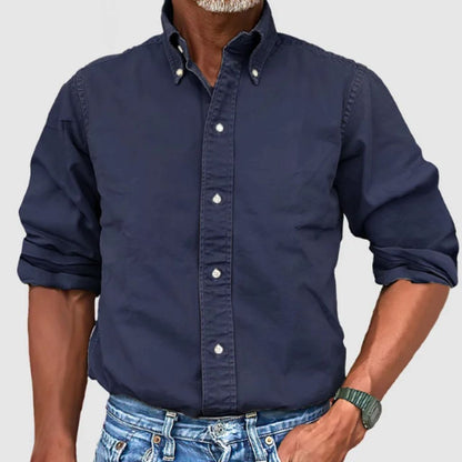 Herren Langarmhemd – Regular Fit – Button-Down Kragen – Atmungsaktives Gewebe