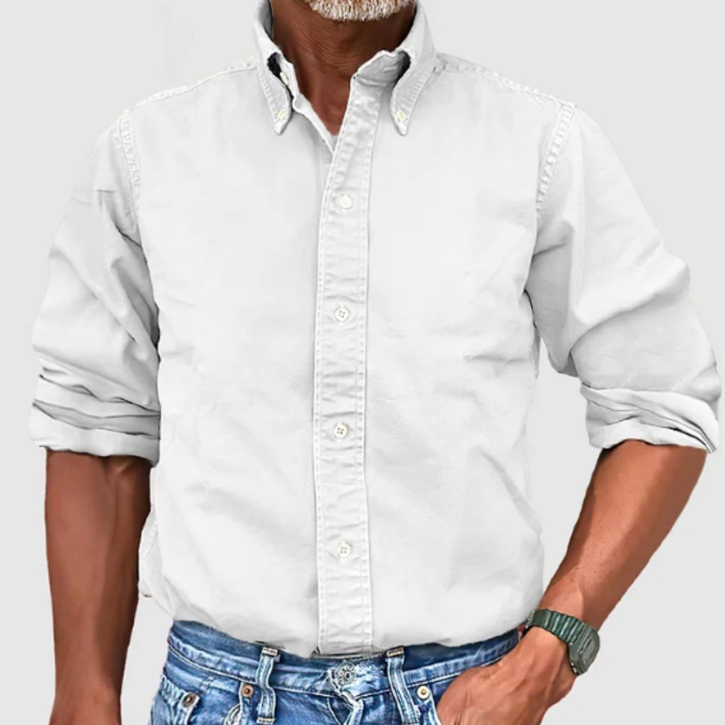 Herren Langarmhemd – Regular Fit – Button-Down Kragen – Atmungsaktives Gewebe