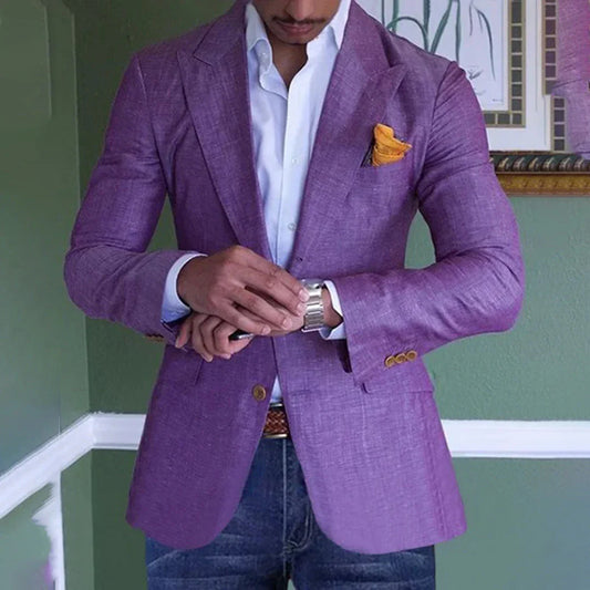 Herren Blazer – Tailored Fit – Atmungsaktives Gewebe – Einreiher mit Zwei Knöpfen