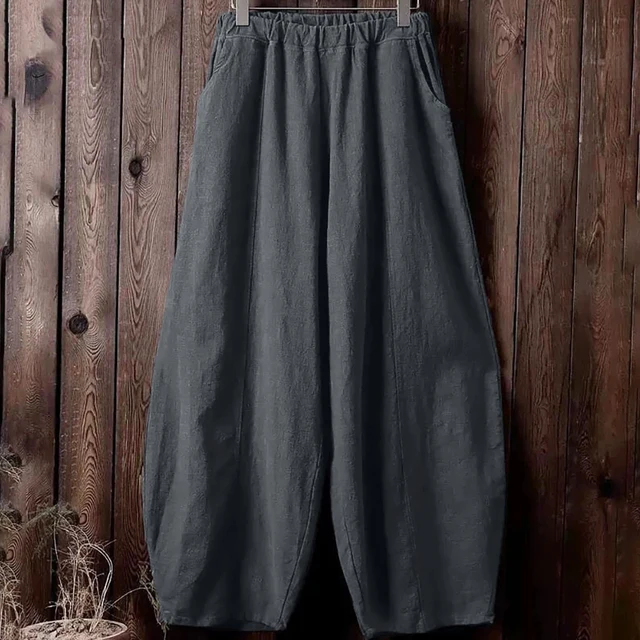 Damen Weite Hose – Atmungsaktiver Stoff – Lockere Passform – Elastischer Bund