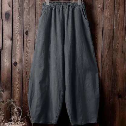 Damen Weite Hose – Atmungsaktiver Stoff – Lockere Passform – Elastischer Bund