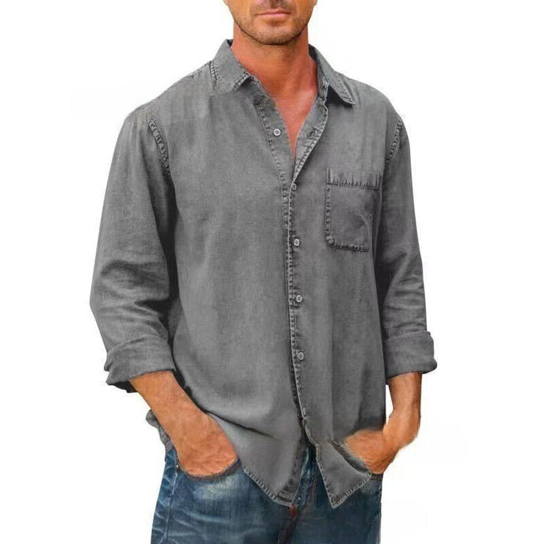Herren Freizeithemd – Relaxed Fit – Atmungsaktives Mischgewebe – Brusttasche – Knopfleiste