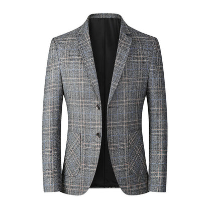 Herren Blazer – Tailored Fit – Atmungsaktives Gewebe – Zwei-Knopf – Karo Muster