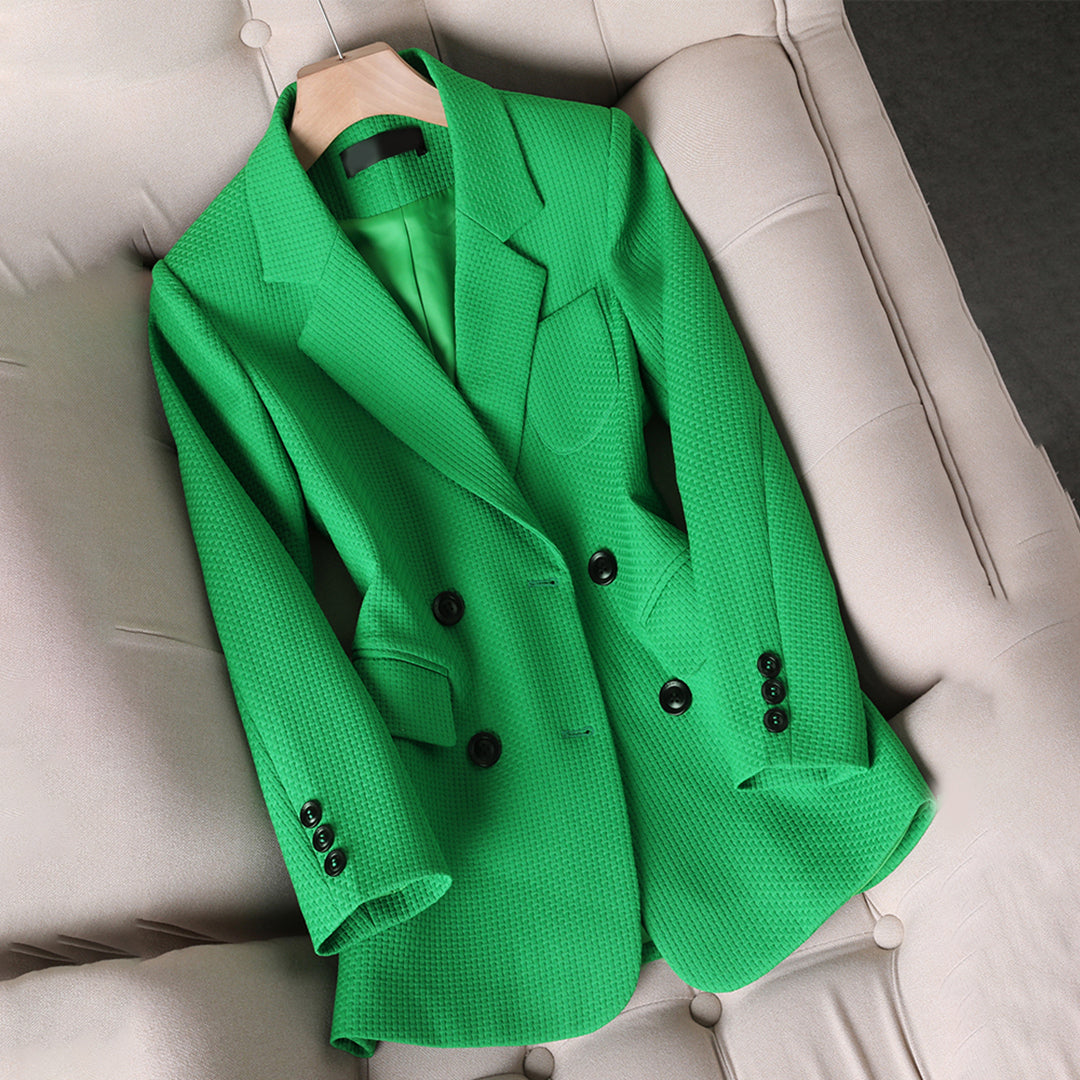 Damen Blazer – Taillierte Passform – Doppelreihig – Strukturierter Luxusstoff – Reverskragen