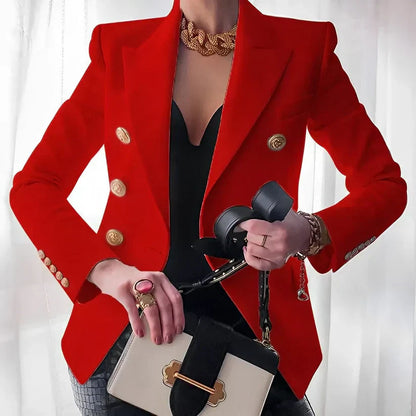 Damen Blazer – Taillierte Passform – Doppelreihig – Luxusstoff – Goldknöpfe