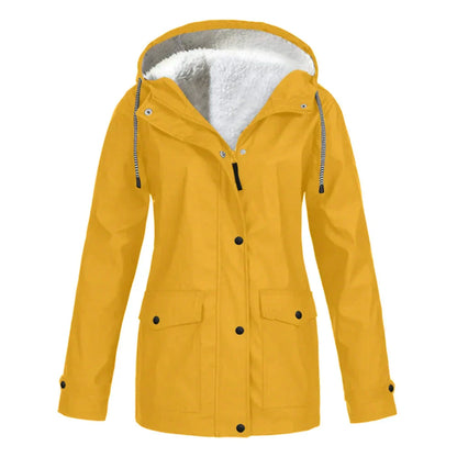 Damen Regenjacke – Wasserabweisend – Fleecegefüttert – Lockerer Schnitt – Kapuze