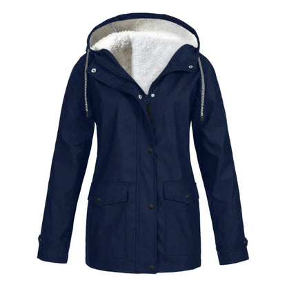 Damen Regenjacke – Wasserabweisend – Fleecegefüttert – Lockerer Schnitt – Kapuze