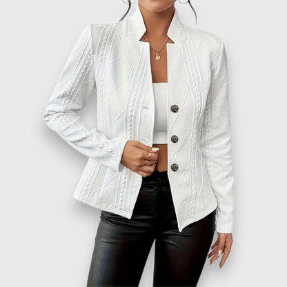 Damen Blazerjacke – Strukturierte Passform – Soft Knit – Tailliert – Knopfverschluss