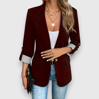 Damen Blazer – Taillierter Schnitt – Atmungsaktives Mischgewebe – Einreiher Design