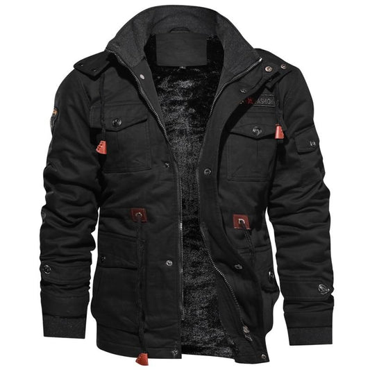 Herrenjacke – Strukturierter Schnitt – Atmungsaktive Mischung – Hüftlang – Utility-Taschen