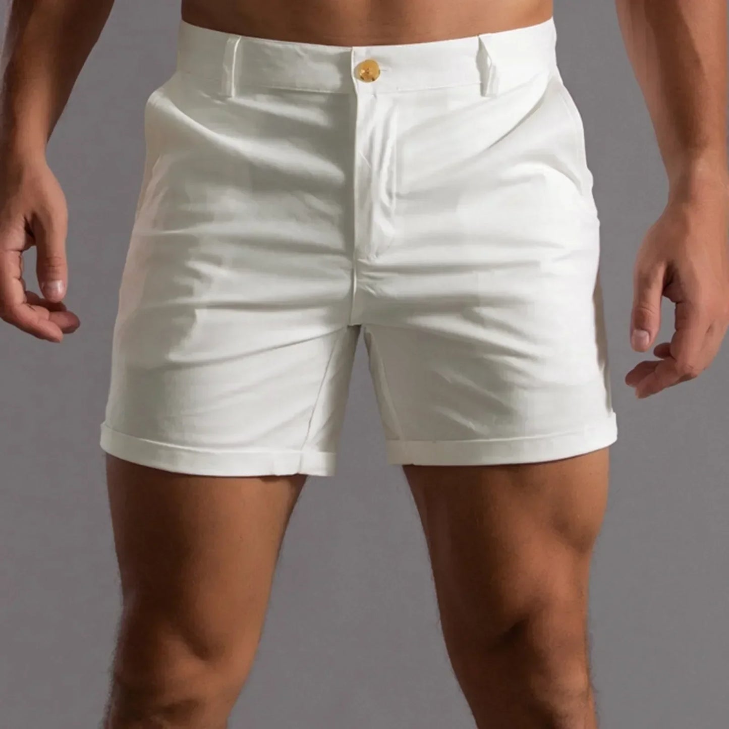 Herren Chino Shorts – Slim Fit – Atmungsaktives Gewebe – Mittellang – Clean Look