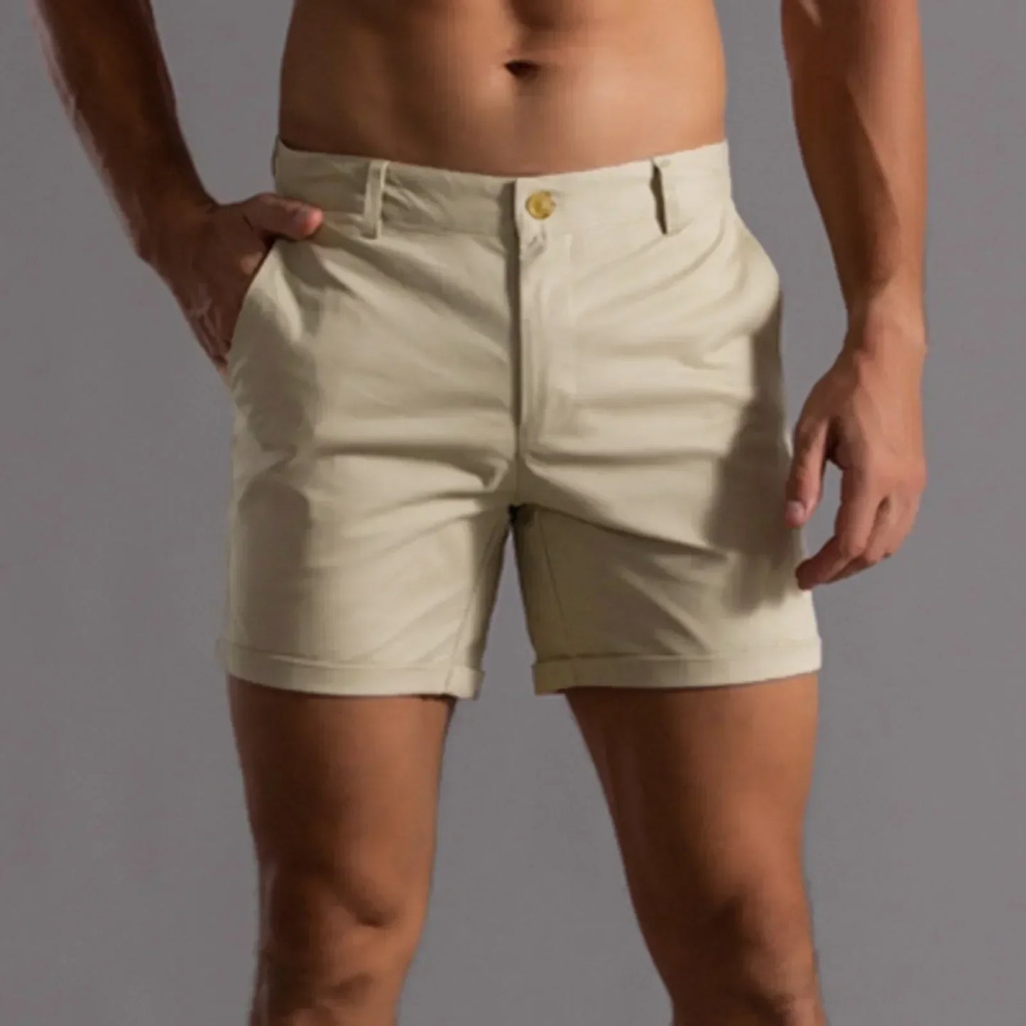 Herren Chino Shorts – Slim Fit – Atmungsaktives Gewebe – Mittellang – Clean Look