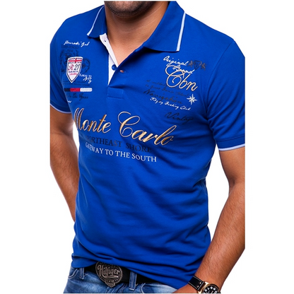 Herren Poloshirt – Slim Fit – Atmungsaktive Mischung – Grafikdruck – Freizeitlook