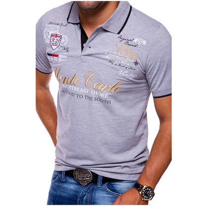 Herren Poloshirt – Slim Fit – Atmungsaktive Mischung – Grafikdruck – Freizeitlook