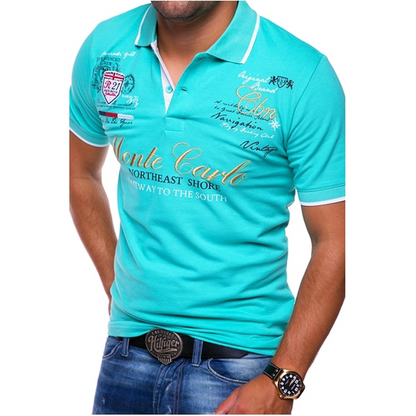 Herren Poloshirt – Slim Fit – Atmungsaktive Mischung – Grafikdruck – Freizeitlook