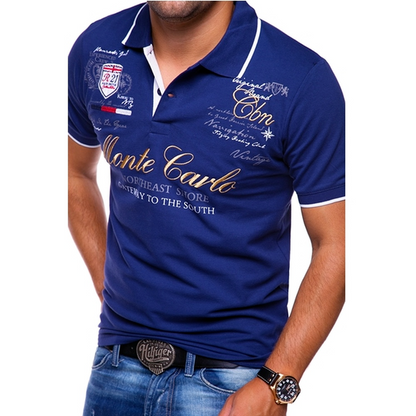 Herren Poloshirt – Slim Fit – Atmungsaktive Mischung – Grafikdruck – Freizeitlook