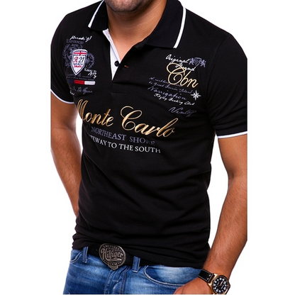 Herren Poloshirt – Slim Fit – Atmungsaktive Mischung – Grafikdruck – Freizeitlook