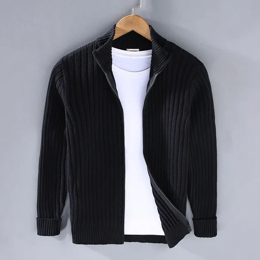 Herren Strickjacke – Regular Fit – Weicher Rippstrick – Mit Reißverschluss