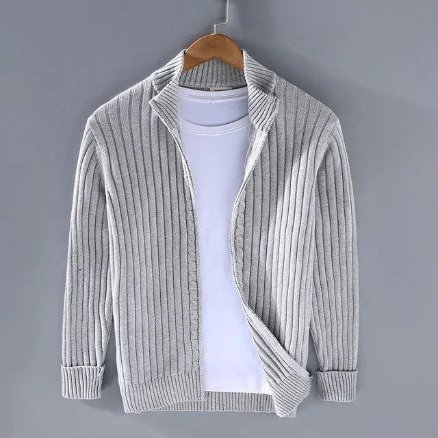 Herren Strickjacke – Regular Fit – Weicher Rippstrick – Mit Reißverschluss