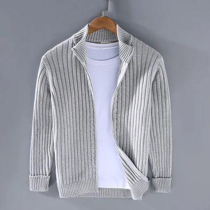 Herren Strickjacke – Regular Fit – Weicher Rippstrick – Mit Reißverschluss