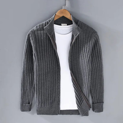Herren Strickjacke – Regular Fit – Weicher Rippstrick – Mit Reißverschluss