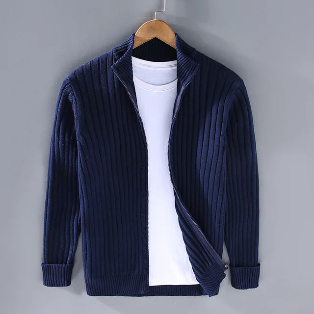 Herren Strickjacke – Regular Fit – Weicher Rippstrick – Mit Reißverschluss
