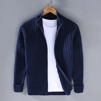 Herren Strickjacke – Regular Fit – Weicher Rippstrick – Mit Reißverschluss
