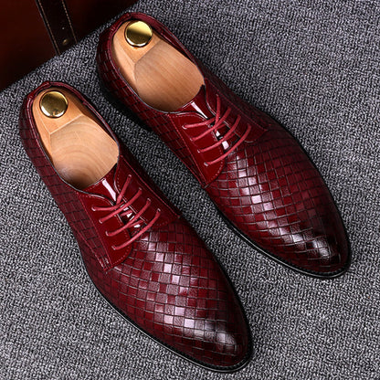 Herren Business Schuhe – Lederoptik mit Flechtstruktur – Schlanke Passform – Schnürung